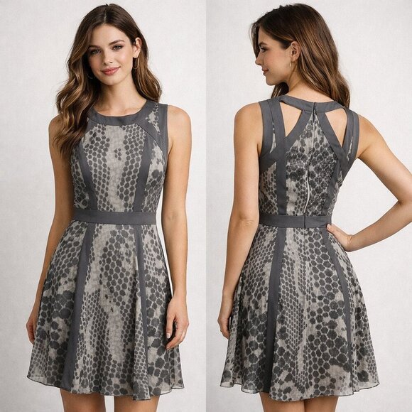 Banana Republic gray animal print sleeveless dress 0P - Picture 1 of 9